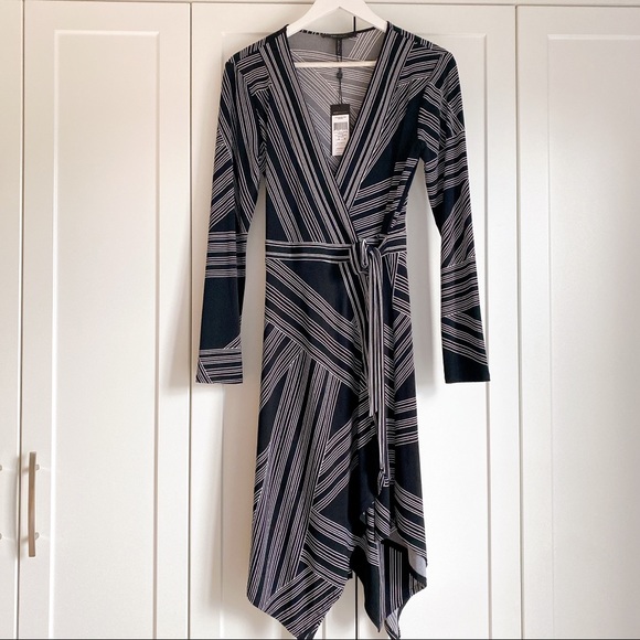 NWT BCBGMAXAZRIA Asymmetric Wrap Dress - Picture 3 of 10